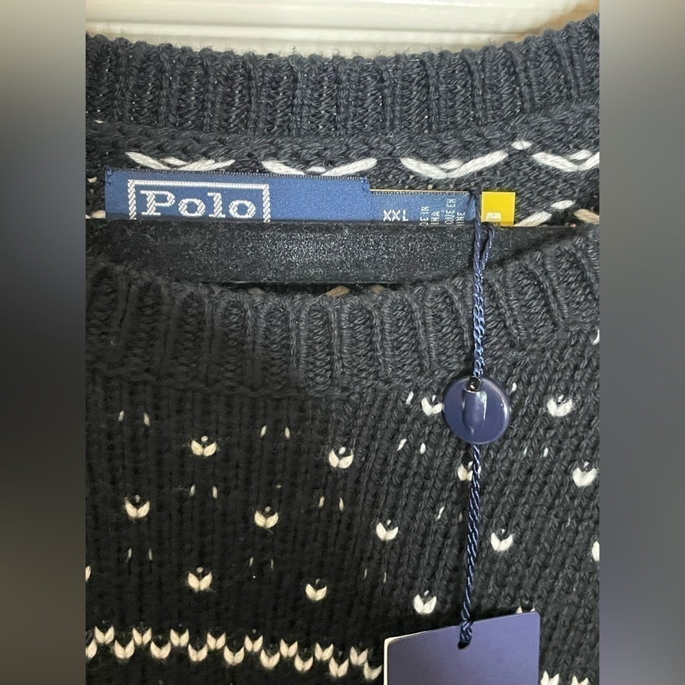 Polo by Ralph Lauren Mens Black Fair Isle Crew Neck Sweater - Picture 6 of 9